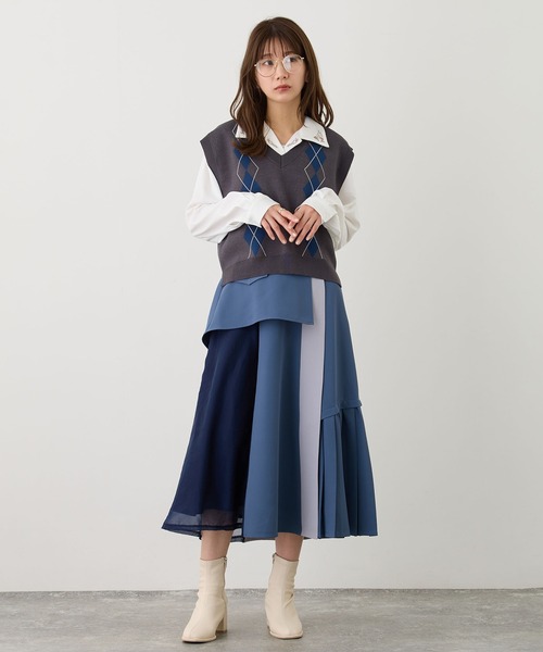 nicholson&nicholson スカート　bshop ブルー nicholson & nicholson | ウォッシュドコットン Aラインスカート
