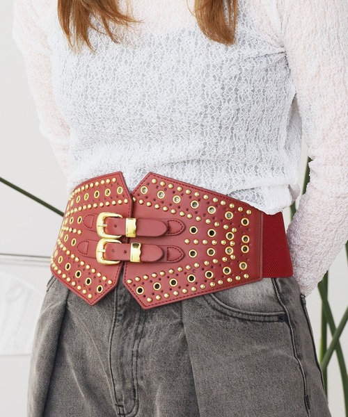 セール】Wide studded belt / ワイドスタッズベルト（ベルト