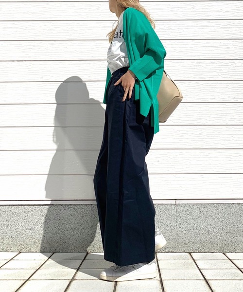 Q（キュー）の「ワイドストレートパンツ（スラックス・レディース・ネイビー/ベビーピンク/ライトオリーブ・MEDIUM）」の6枚目の写真