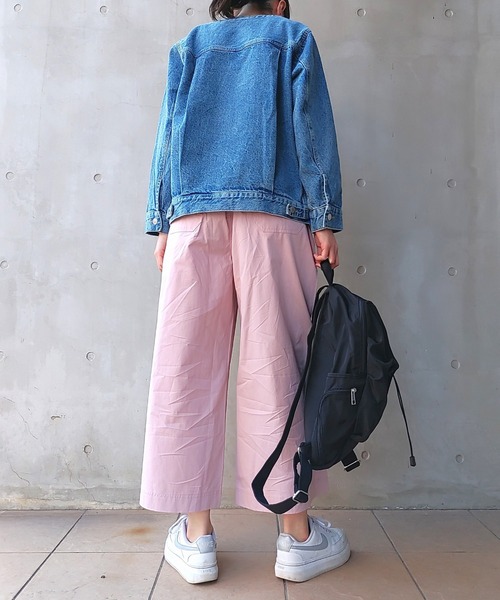 Q（キュー）の「ワイドストレートパンツ（スラックス・レディース・ネイビー/ベビーピンク/ライトオリーブ・MEDIUM）」の10枚目の写真