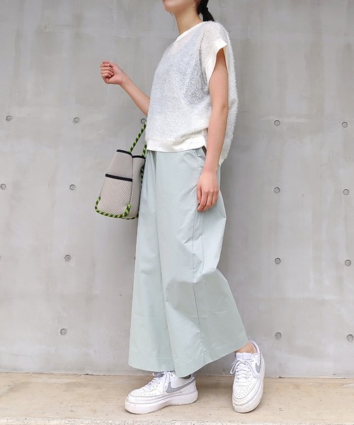 Q（キュー）の「ワイドストレートパンツ（スラックス・レディース・ネイビー/ベビーピンク/ライトオリーブ・MEDIUM）」の7枚目の写真