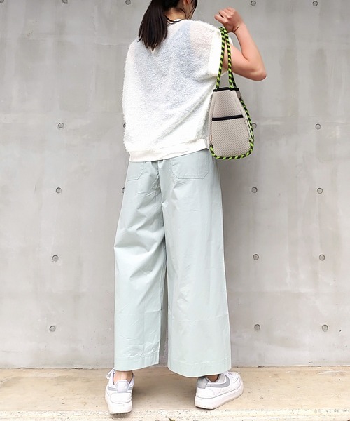 Q（キュー）の「ワイドストレートパンツ（スラックス・レディース・ネイビー/ベビーピンク/ライトオリーブ・MEDIUM）」の8枚目の写真