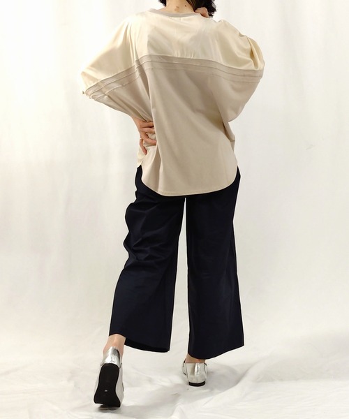 Q（キュー）の「ワイドストレートパンツ（スラックス・レディース・ネイビー/ベビーピンク/ライトオリーブ・MEDIUM）」の20枚目の写真