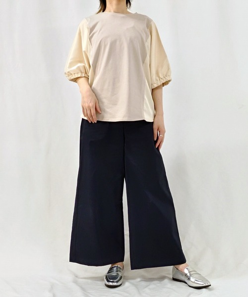 Q（キュー）の「ワイドストレートパンツ（スラックス・レディース・ネイビー/ベビーピンク/ライトオリーブ・MEDIUM）」の18枚目の写真