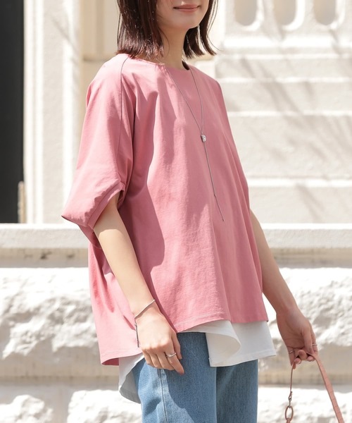 n'OrLABEL（ノアールレーベル）の「【吸湿冷感】ひんやりドルマン5分袖カットソー（Tシャツ/カットソー・レディース・チャコール/ブルー/オフホワイト/ブラック/コーラル・FREE）」の19枚目の写真