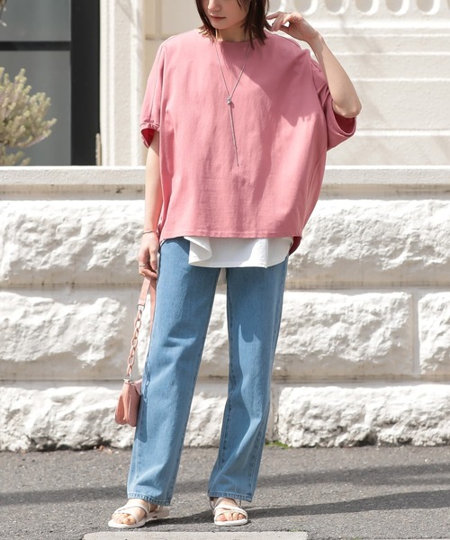 n'OrLABEL（ノアールレーベル）の「【吸湿冷感】ひんやりドルマン5分袖カットソー（Tシャツ/カットソー・レディース・チャコール/ブルー/オフホワイト/ブラック/コーラル・FREE）」の20枚目の写真