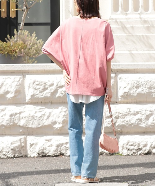 n'OrLABEL（ノアールレーベル）の「【吸湿冷感】ひんやりドルマン5分袖カットソー（Tシャツ/カットソー・レディース・チャコール/ブルー/オフホワイト/ブラック/コーラル・FREE）」の22枚目の写真