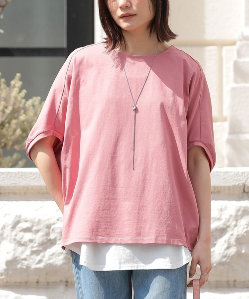 n'OrLABEL（ノアールレーベル）の「【吸湿冷感】ひんやりドルマン5分袖カットソー（Tシャツ/カットソー・レディース・チャコール/ブルー/オフホワイト/ブラック/コーラル・FREE）」の18枚目の写真