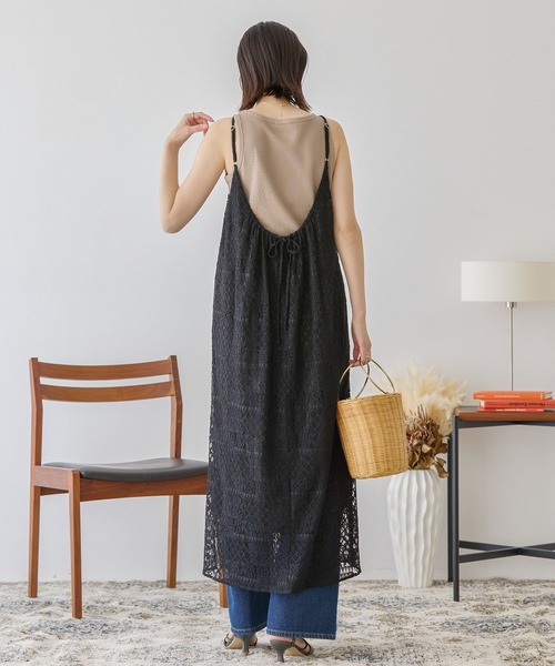 AMERICAN HOLIC（アメリカンホリック）の「レースキャミロングワンピース（ワンピース・レディース・アイボリー/ブラック・M/L）」の8枚目の写真