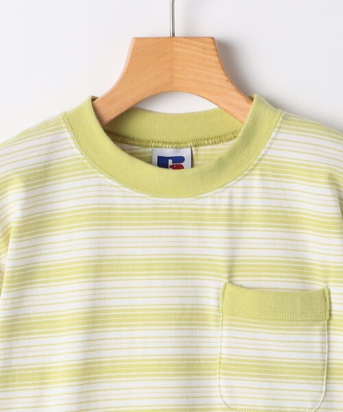 SHIPS(シップス)の「【SHIPS KIDS別注】RUSSELL ATHLETIC:140~160cm /ボーダーTEE(Tシャツ/カットソー・キッズ・グリーン/イエロー・140/150/160)」の4枚目の写真