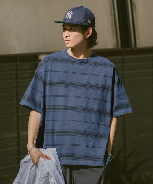 RAGEBLUE(レイジブルー)の「ピグメント/ボーダー柄オーバーサイズTシャツ(Tシャツ/カットソー・メンズ・ブルー系その他/グレー系その他・MEDIUM/LARGE)」の9枚目の写真