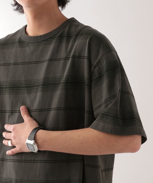RAGEBLUE(レイジブルー)の「ピグメント/ボーダー柄オーバーサイズTシャツ(Tシャツ/カットソー・メンズ・ブルー系その他/グレー系その他・MEDIUM/LARGE)」の4枚目の写真