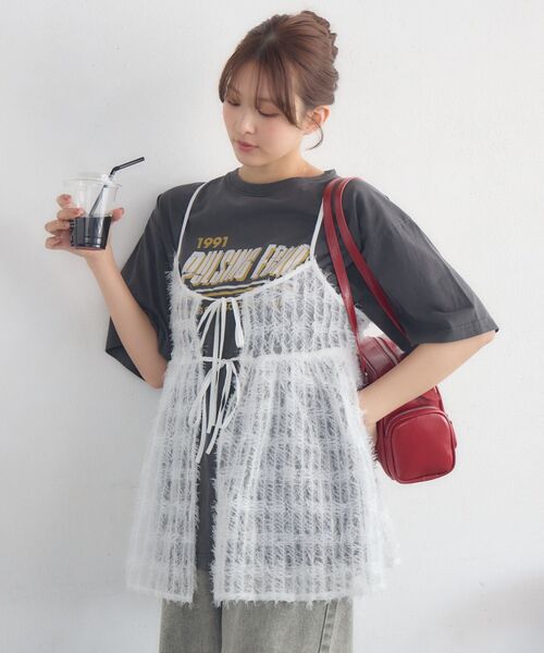 RETRO GIRL(レトロガール)の「フリンジレイヤードOP(ワンピース・レディース・ブラック/オフホワイト・FREE)」の3枚目の写真