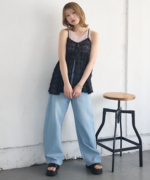 RETRO GIRL(レトロガール)の「フリンジレイヤードOP(ワンピース・レディース・ブラック/オフホワイト・FREE)」の12枚目の写真