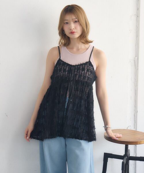 RETRO GIRL(レトロガール)の「フリンジレイヤードOP(ワンピース・レディース・ブラック/オフホワイト・FREE)」の16枚目の写真