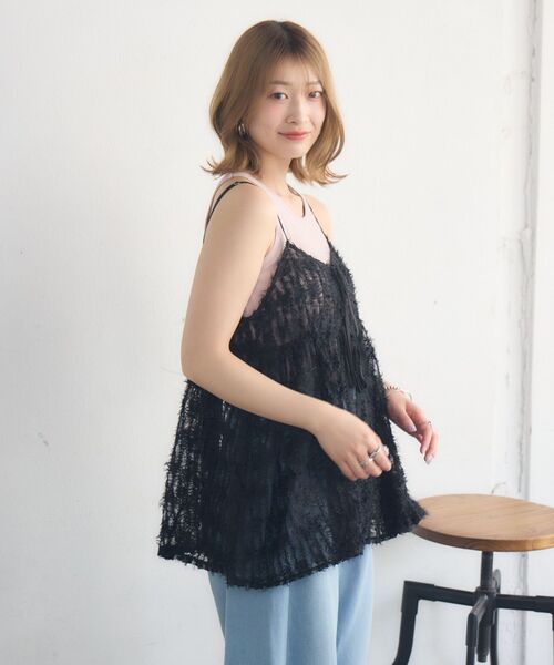 RETRO GIRL(レトロガール)の「フリンジレイヤードOP(ワンピース・レディース・ブラック/オフホワイト・FREE)」の17枚目の写真
