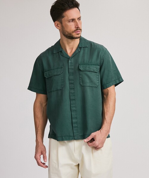 Saturdays NYC（サタデーズ ニューヨークシティ ）の「Gibson Pigment Dyed SS Shirt（シャツ/ブラウス・メンズ・ブラック/グリーン/オフホワイト・XL/M/L/S）」の3枚目の写真