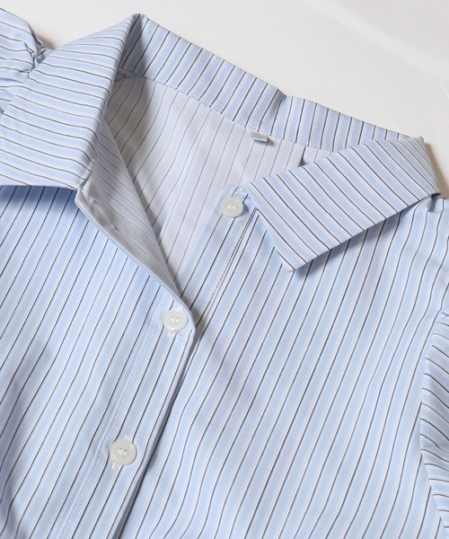 coca(coca)(コカ)の「【WEB限定セール】\UVカット・速乾/ パフスリーブフレアシャツ(シャツ/ブラウス・レディース・ストライプ/ホワイト・S/M/L)」の4枚目の写真