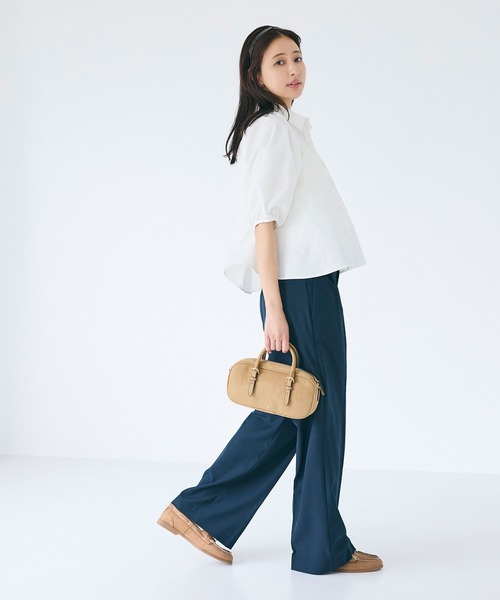 coca(coca)(コカ)の「【WEB限定セール】\UVカット・速乾/ パフスリーブフレアシャツ(シャツ/ブラウス・レディース・ストライプ/ホワイト・S/M/L)」の12枚目の写真