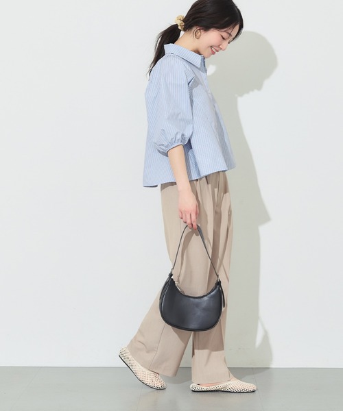 coca(coca)(コカ)の「【WEB限定セール】\UVカット・速乾/ パフスリーブフレアシャツ(シャツ/ブラウス・レディース・ストライプ/ホワイト・S/M/L)」の18枚目の写真
