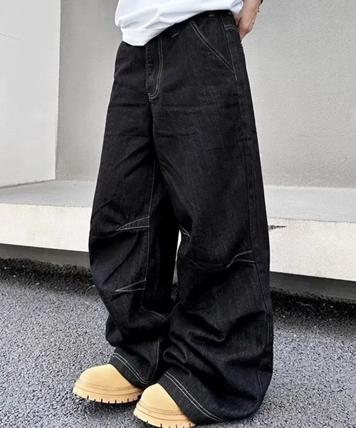 【soerte】ワイドバギーヴィンテージライクデニムパンツ soerte ジーンズ WIDE BUGGY VINTAGE LIKE DENIM PANTS ” MUD