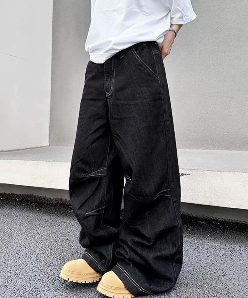 NOWLE（ノウル）の「【NOWLE】ワイドシルエット ヴィンテージライク バギー デニムパンツ（デニムパンツ・メンズ・ブラック・SMALL/MEDIUM/LARGE/X-LARGE）」の6枚目の写真