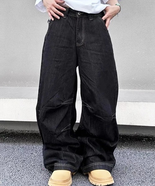 NOWLE（ノウル）の「【NOWLE】ワイドシルエット ヴィンテージライク バギー デニムパンツ（デニムパンツ・メンズ・ブラック・SMALL/MEDIUM/LARGE/X-LARGE）」の9枚目の写真