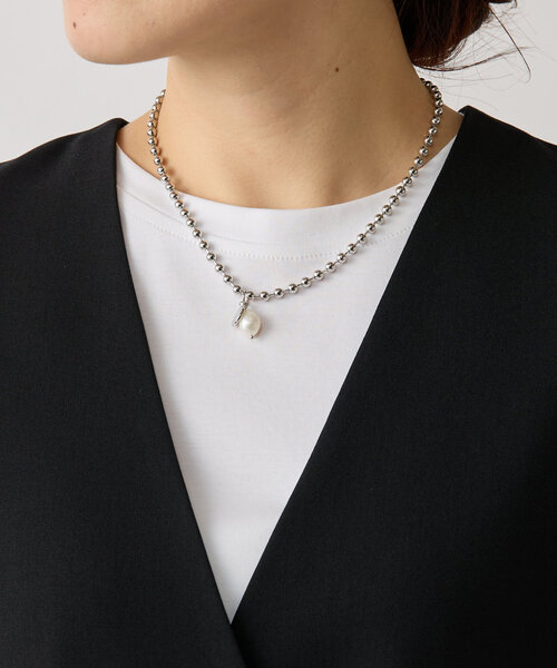 LIVETART(リヴェタート)の「パール×ボールチェーンネックレス(ネックレス・レディース・シルバー・FREE)」の2枚目の写真