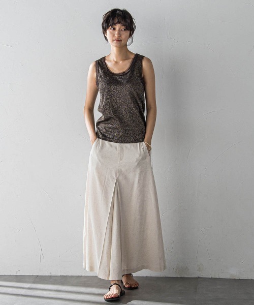 MAYSON GREY(メイソングレイ)の「チュール使いラメリブタンクトップ≪手洗い可能≫(Tシャツ/カットソー・レディース・ホワイト/ブラック/グリーン/ブラウン/パープル・M)」の11枚目の写真