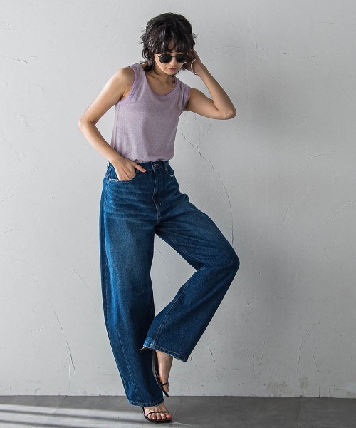 MAYSON GREY(メイソングレイ)の「チュール使いラメリブタンクトップ≪手洗い可能≫(Tシャツ/カットソー・レディース・ホワイト/ブラック/グリーン/ブラウン/パープル・M)」の17枚目の写真