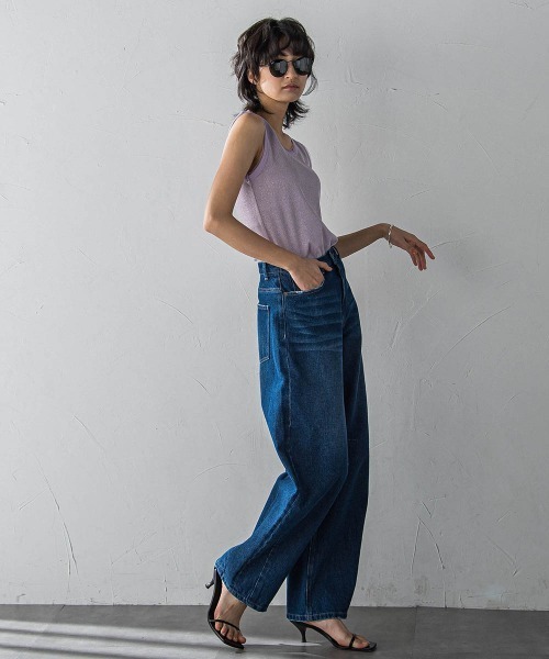 MAYSON GREY(メイソングレイ)の「チュール使いラメリブタンクトップ≪手洗い可能≫(Tシャツ/カットソー・レディース・ホワイト/ブラック/グリーン/ブラウン/パープル・M)」の18枚目の写真