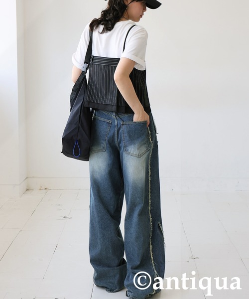 antiqua（アンティカ）の「ストライプキャミビスチェ（キャミソール・レディース・グレー/ブラック・ONESIZE）」の6枚目の写真