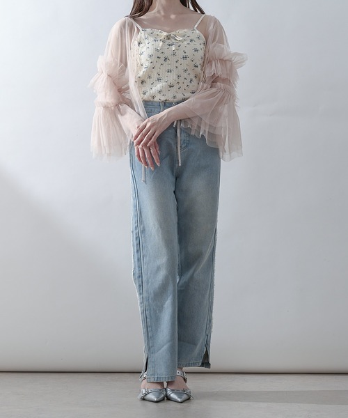 Ambre Neige(アンブルネージュ)の「2way frill sleeve tulle tops / 2way袖フリルチュールトップス(シャツ/ブラウス・レディース・グレー/アイボリー/ピンクベージュ・FREE)」の11枚目の写真