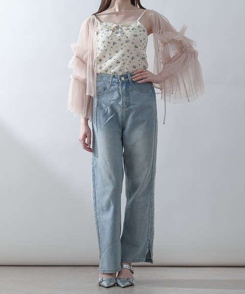Ambre Neige(アンブルネージュ)の「2way frill sleeve tulle tops / 2way袖フリルチュールトップス(シャツ/ブラウス・レディース・グレー/アイボリー/ピンクベージュ・FREE)」の12枚目の写真