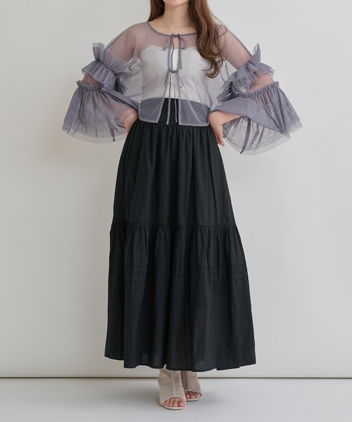Ambre Neige(アンブルネージュ)の「2way frill sleeve tulle tops / 2way袖フリルチュールトップス(シャツ/ブラウス・レディース・グレー/アイボリー/ピンクベージュ・FREE)」の14枚目の写真