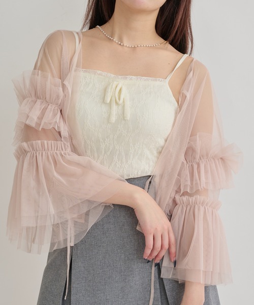 Ambre Neige(アンブルネージュ)の「2way frill sleeve tulle tops / 2way袖フリルチュールトップス(シャツ/ブラウス・レディース・グレー/アイボリー/ピンクベージュ・FREE)」の17枚目の写真
