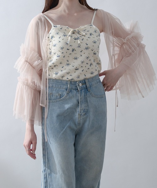 Ambre Neige(アンブルネージュ)の「2way frill sleeve tulle tops / 2way袖フリルチュールトップス(シャツ/ブラウス・レディース・グレー/アイボリー/ピンクベージュ・FREE)」の19枚目の写真
