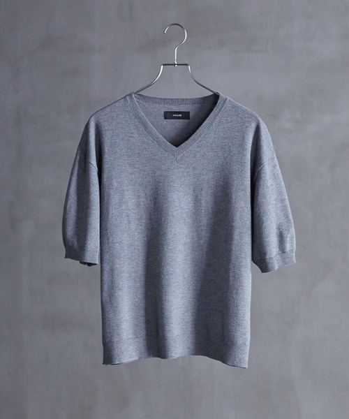 callne Vネックサマーニットシャツ CALLNE】Vneck Summer Knit Shirt / Vネックサマーニットシャツ