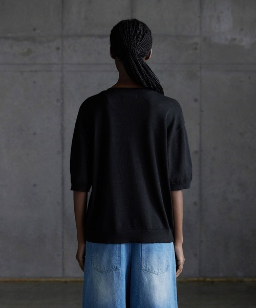 callne Vネックサマーニットシャツ CALLNE】Vneck Summer Knit Shirt / Vネックサマーニットシャツ
