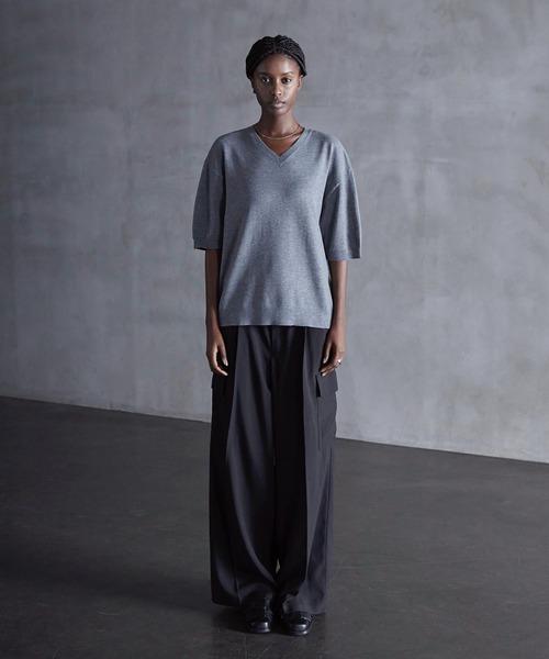 callne Vネックサマーニットシャツ CALLNE tシャツ 「CALLNE」Vneck Summer Knit Shirt / Vネック