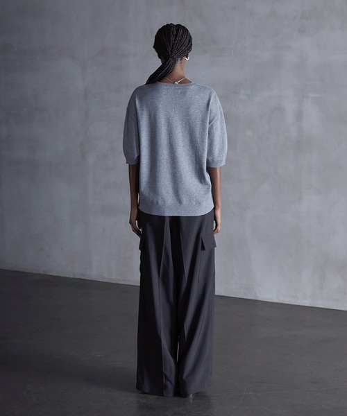 callne Vネックサマーニットシャツ CALLNE】Vneck Summer Knit Shirt / Vネックサマーニットシャツ