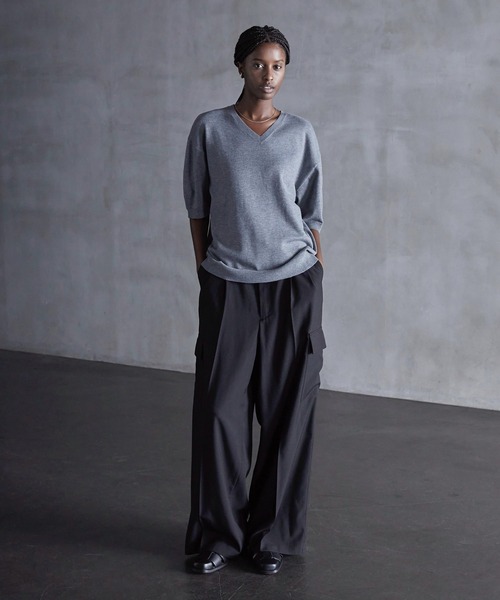 callne Vネックサマーニットシャツ CALLNE】Vneck Summer Knit Shirt / Vネックサマーニットシャツ