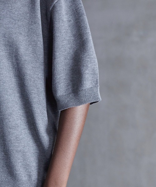 CALLNE（カルネ）の「【CALLNE】Vneck Summer Knit Shirt / Vネックサマーニットシャツ（Tシャツ/カットソー・メンズ・ブラック/グレー・M/L）」の5枚目の写真