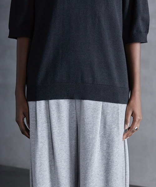 CALLNE（カルネ）の「【CALLNE】Vneck Summer Knit Shirt / Vネックサマーニットシャツ（Tシャツ/カットソー・メンズ・ブラック/グレー・M/L）」の7枚目の写真