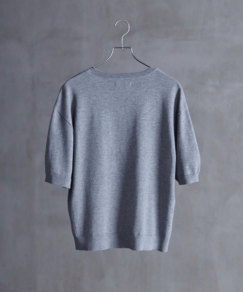 CALLNE（カルネ）の「【CALLNE】Vneck Summer Knit Shirt / Vネックサマーニットシャツ（Tシャツ/カットソー・メンズ・ブラック/グレー・M/L）」の8枚目の写真