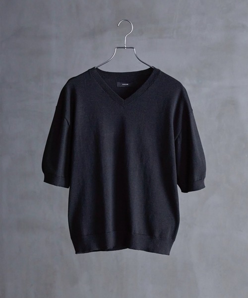 callne Vネックサマーニットシャツ CALLNE】Vneck Summer Knit Shirt / Vネックサマーニットシャツ