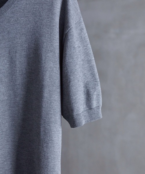 CALLNE（カルネ）の「【CALLNE】Vneck Summer Knit Shirt / Vネックサマーニットシャツ（Tシャツ/カットソー・メンズ・ブラック/グレー・M/L）」の12枚目の写真