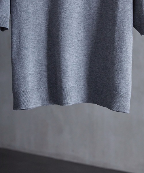 CALLNE（カルネ）の「【CALLNE】Vneck Summer Knit Shirt / Vネックサマーニットシャツ（Tシャツ/カットソー・メンズ・ブラック/グレー・M/L）」の13枚目の写真