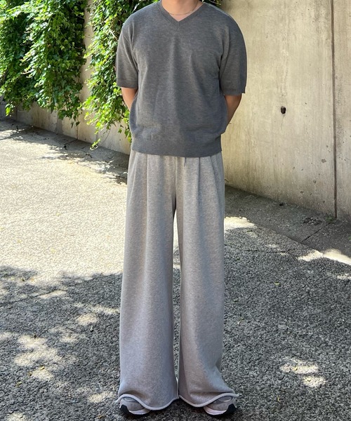 CALLNE（カルネ）の「【CALLNE】Vneck Summer Knit Shirt / Vネックサマーニットシャツ（Tシャツ/カットソー・メンズ・ブラック/グレー・M/L）」の15枚目の写真