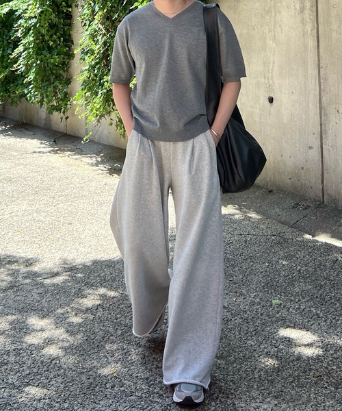 CALLNE（カルネ）の「【CALLNE】Vneck Summer Knit Shirt / Vネックサマーニットシャツ（Tシャツ/カットソー・メンズ・ブラック/グレー・M/L）」の17枚目の写真